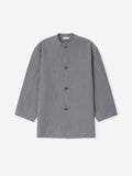 Wool Linen Collarless Sport Jacket - Metallic Grey - Image 2