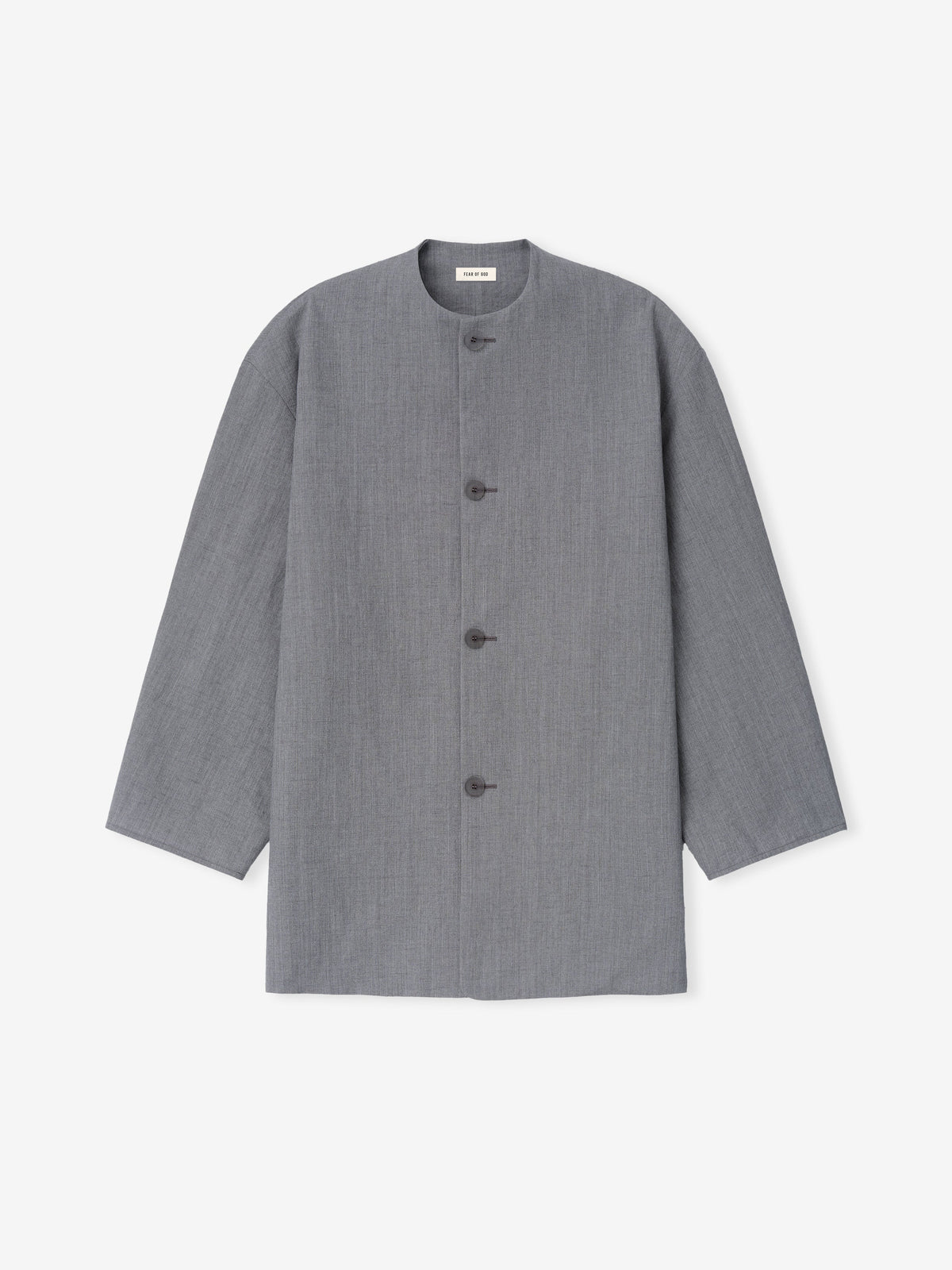 Wool Linen Collarless Sport Jacket - Metallic Grey - Image 2