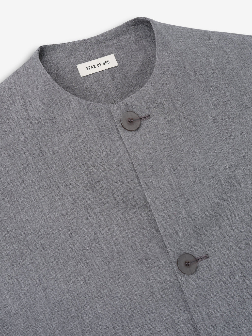 Wool Linen Collarless Sport Jacket - Metallic Grey - Image 4