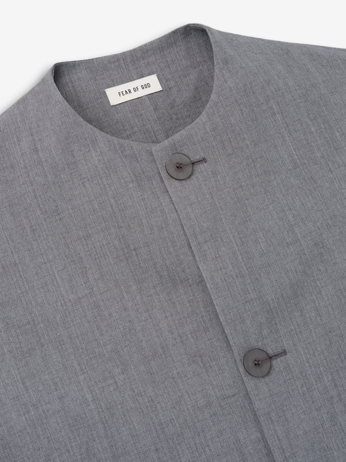 Wool Linen Collarless Sport Jacket - Metallic Grey - Image 4