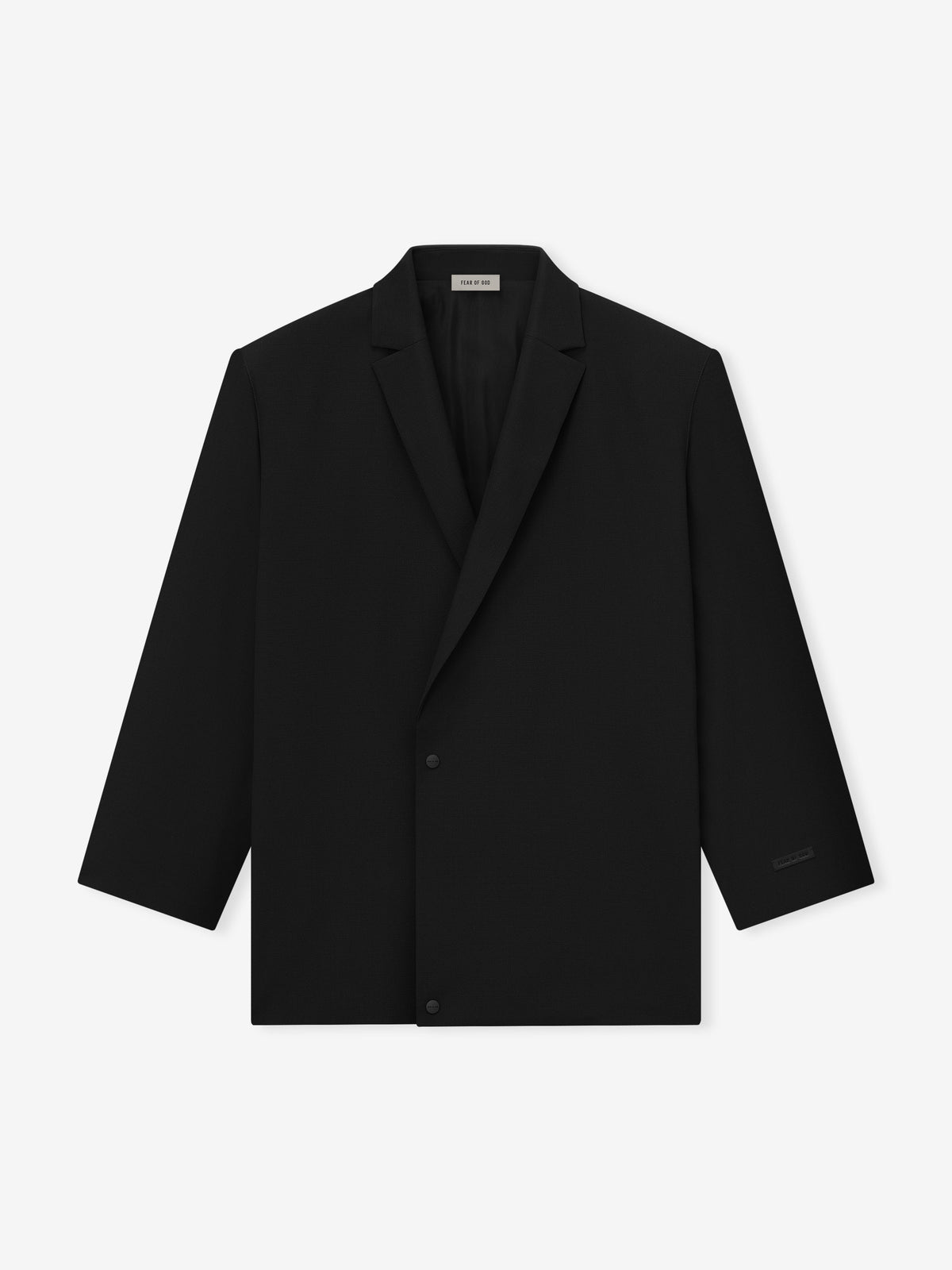 Wool Ripstop Relaxed Long Jacket - Black - Image 5