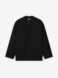 Easy Care Wool Relaxed Lapelless Jacket - Black - Image 1