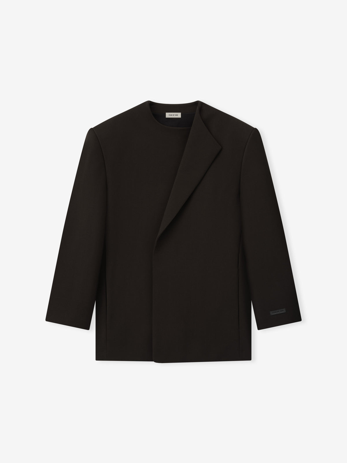 Double Weave Wool Crewneck Jacket - Brown - Image 5