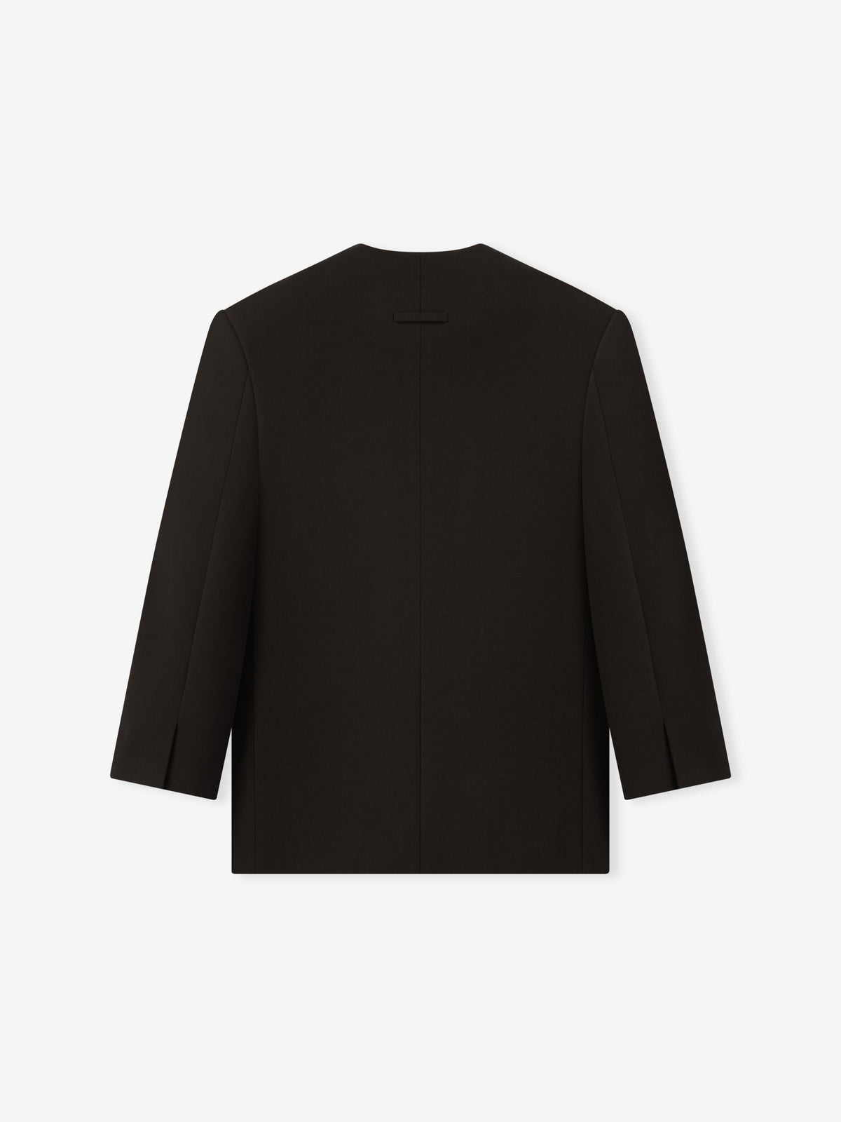Double Weave Wool Crewneck Jacket - Brown - Image 6