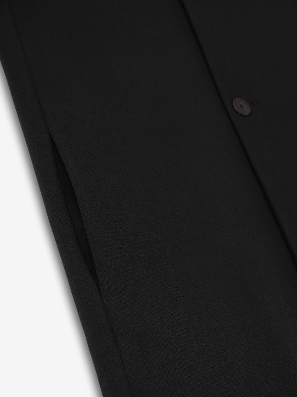 Double Weave Wool Double Breasted Lapelless Coat - Black - Image 5
