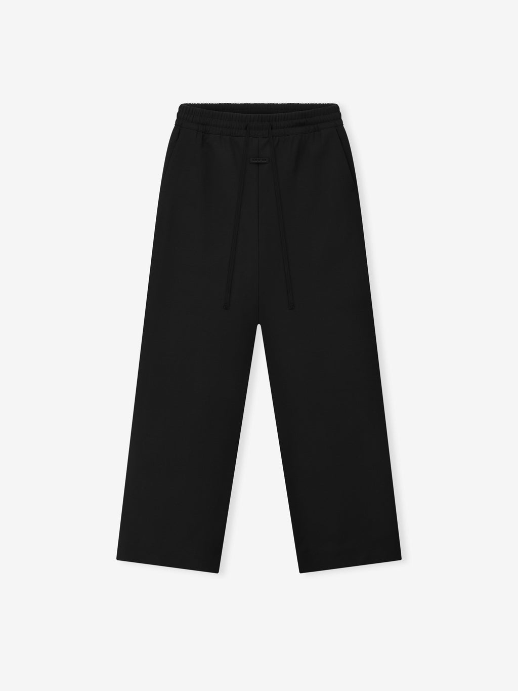 Double Weave Wool Wide Leg Drawstring Pants - Black - Image 1