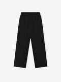 Double Weave Wool Wide Leg Drawstring Pants - Black - Image 1