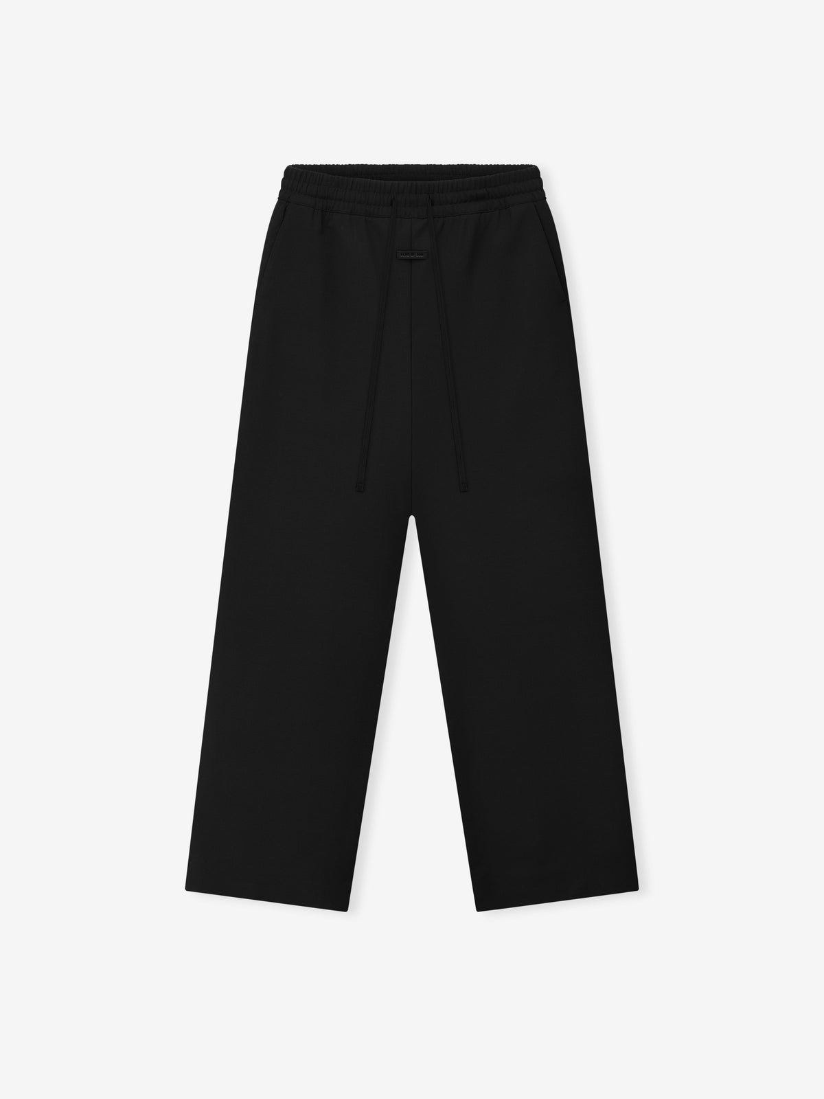 Double Weave Wool Wide Leg Drawstring Pants - Black - Image 1