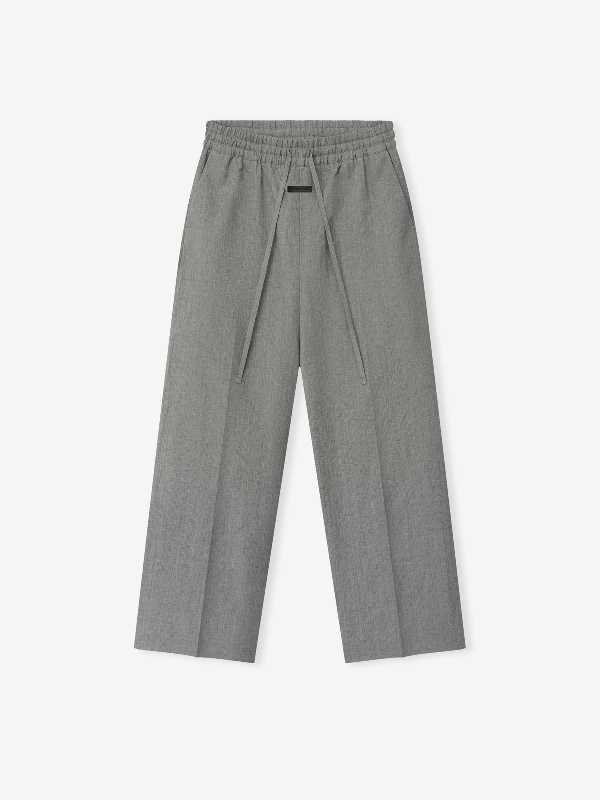 Wool Linen Wide Leg Drawstring Pants - Metallic Grey - Image 1