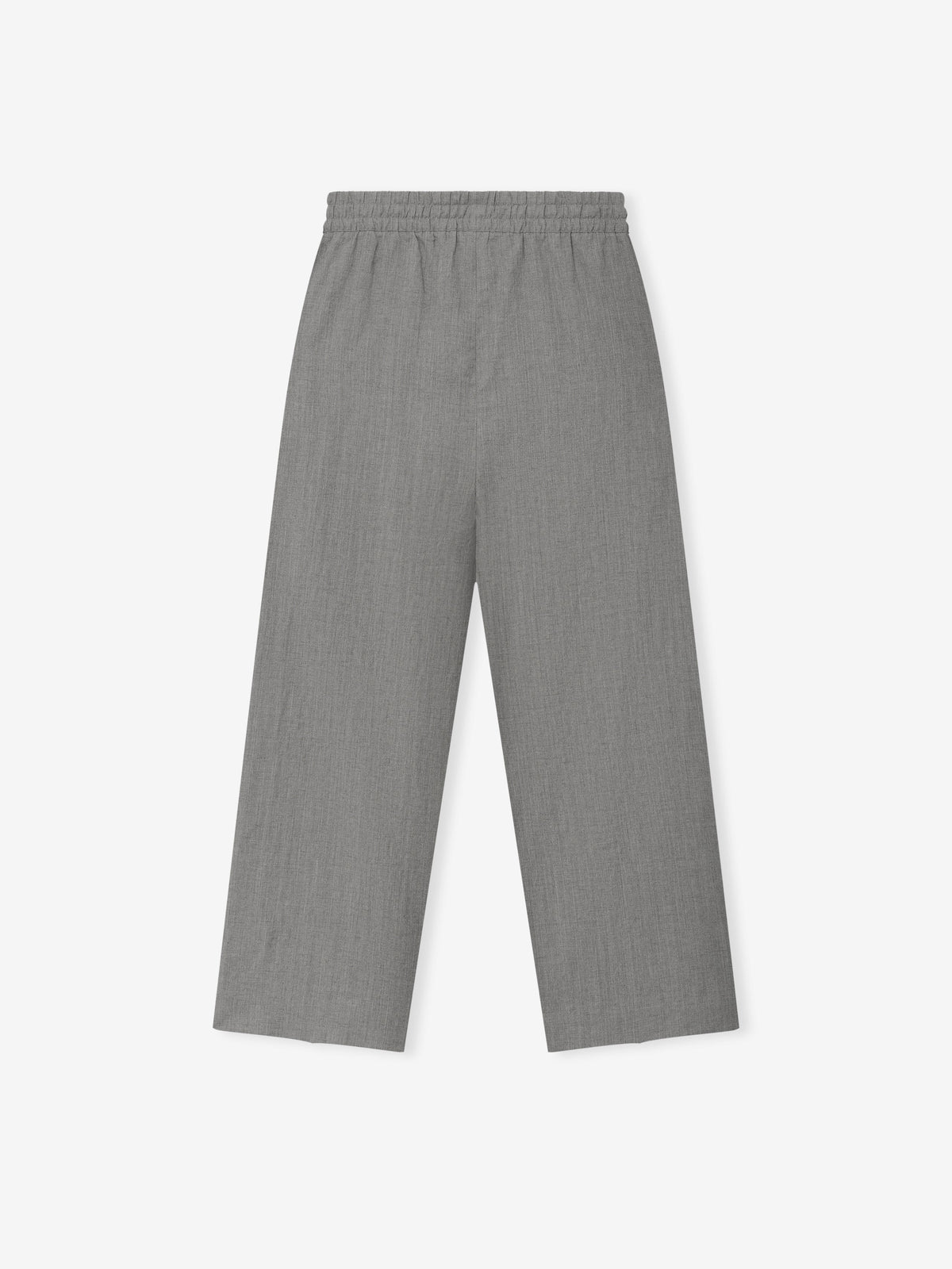 Wool Linen Wide Leg Drawstring Pants - Metallic Grey - Image 2