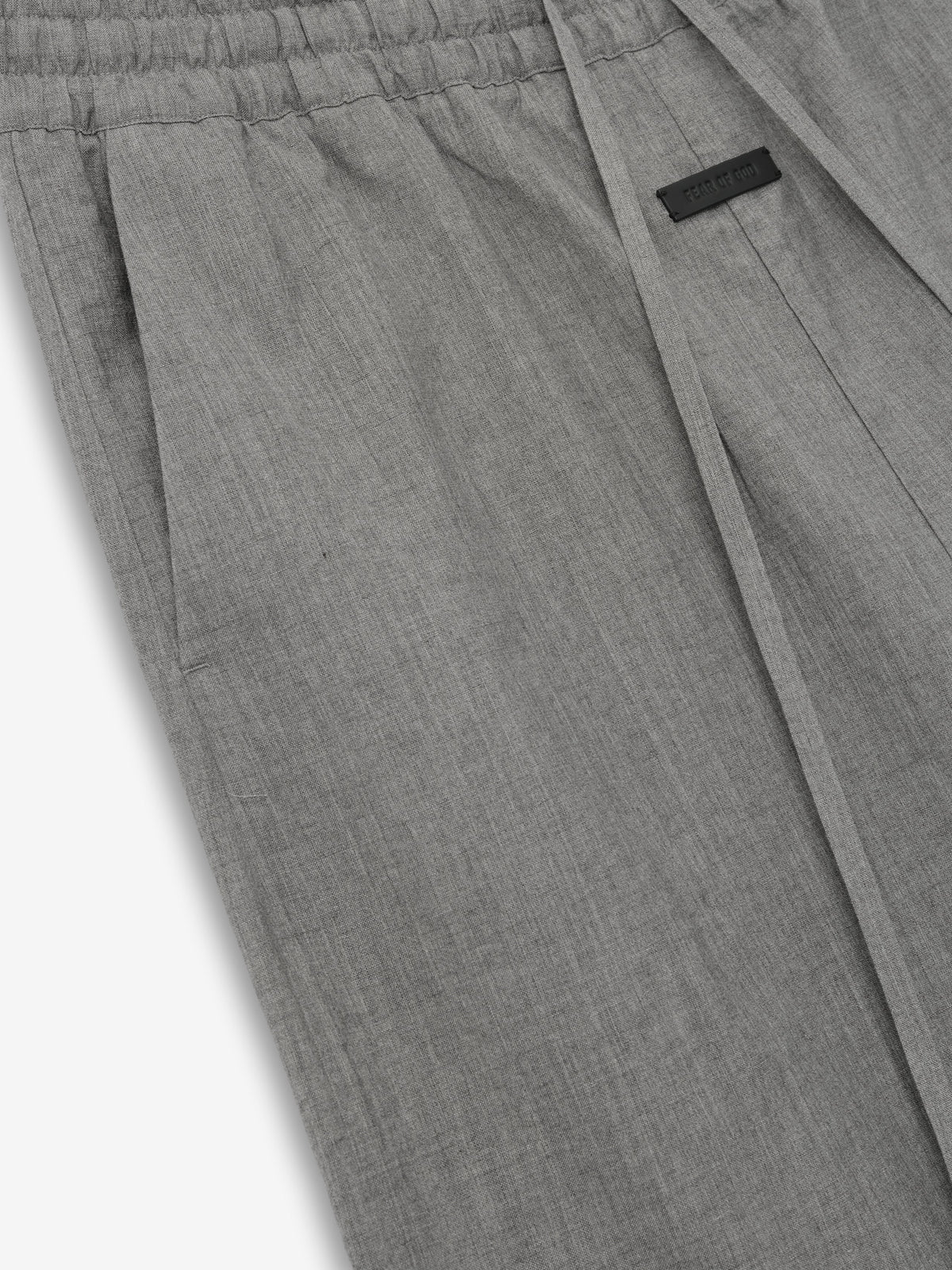 Wool Linen Wide Leg Drawstring Pants - Metallic Grey - Image 3