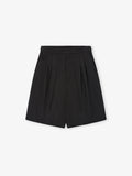 Black Striped Wool Baggy Shorts - Black Striped - Image 1