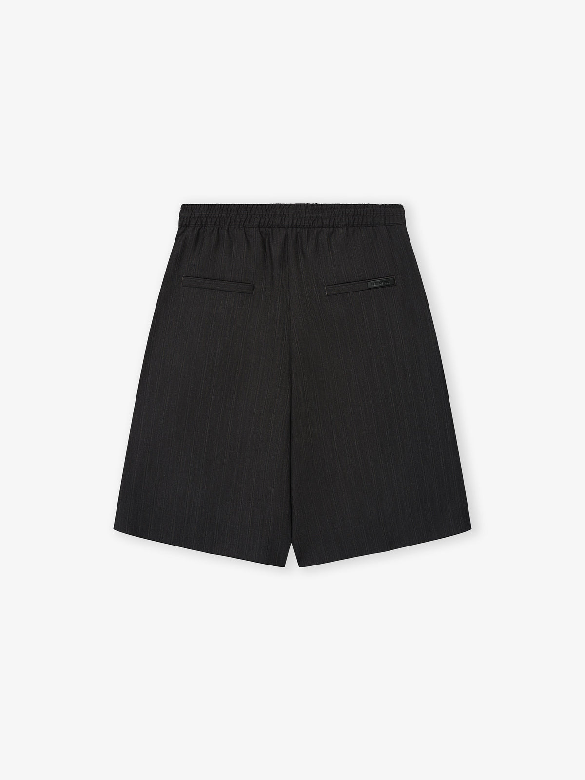 Black Striped Wool Baggy Shorts - Black Striped - Image 4