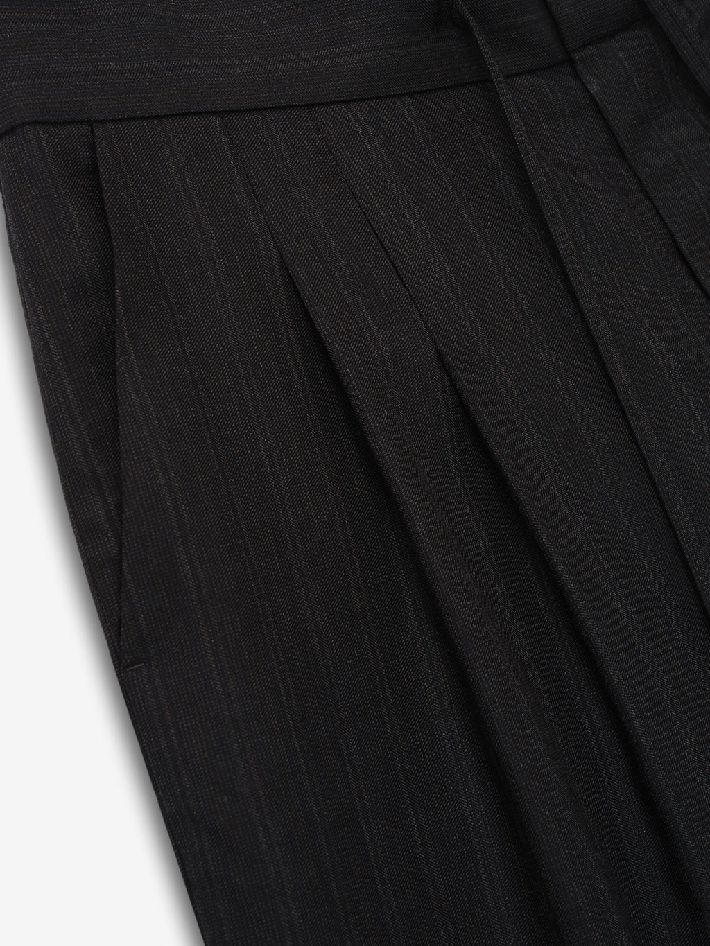 Black Striped Wool Baggy Shorts - Black Striped - Image 5