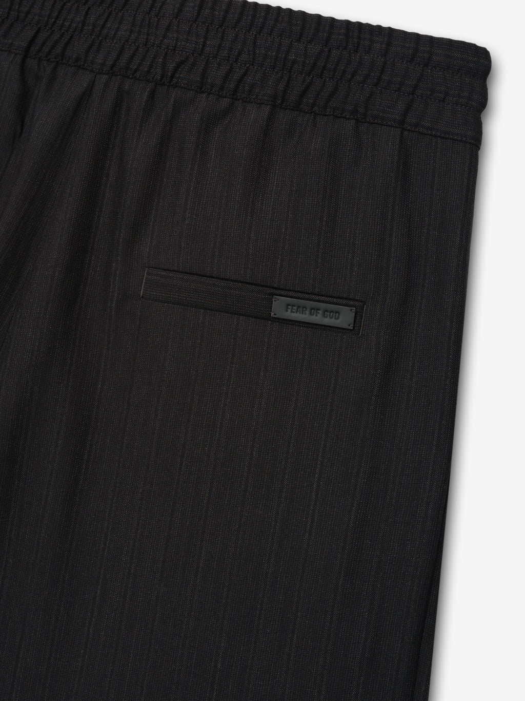 Black Striped Wool Baggy Shorts - Black Striped - Image 6