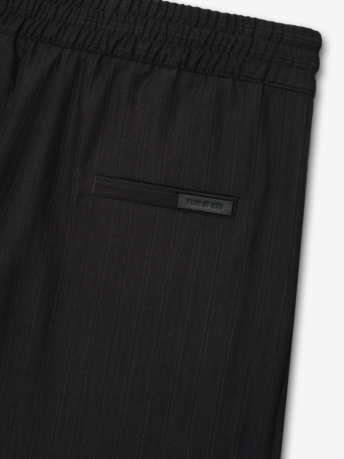 Black Striped Wool Baggy Shorts - Black Striped - Image 6
