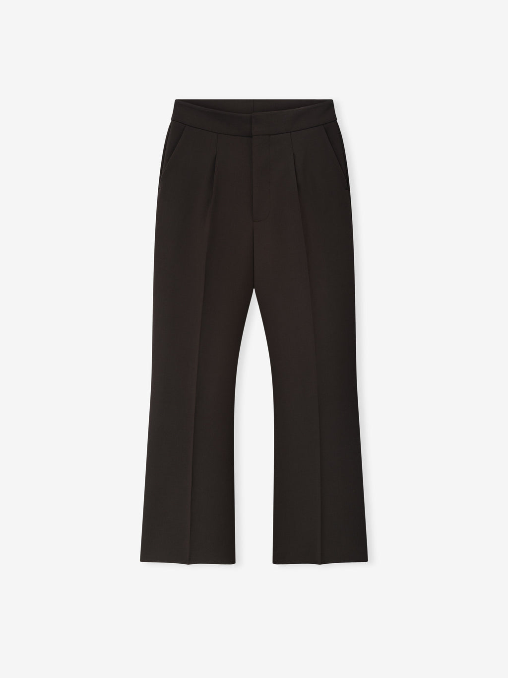 Double Weave Wool Tailored Flared Pants - Brown - Image 3