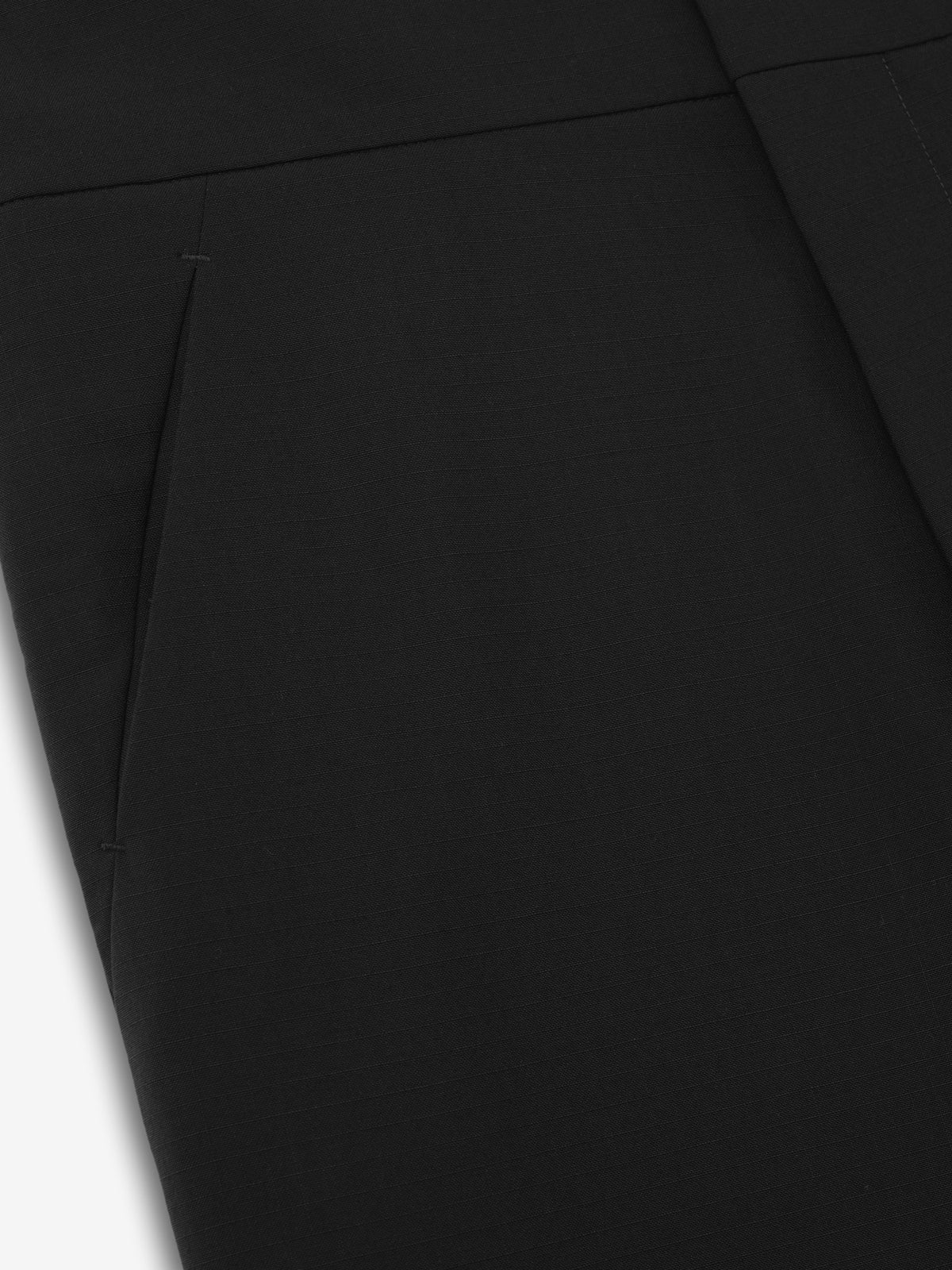Wool Ripstop Casual Flat Front Pant - Black - Image 5