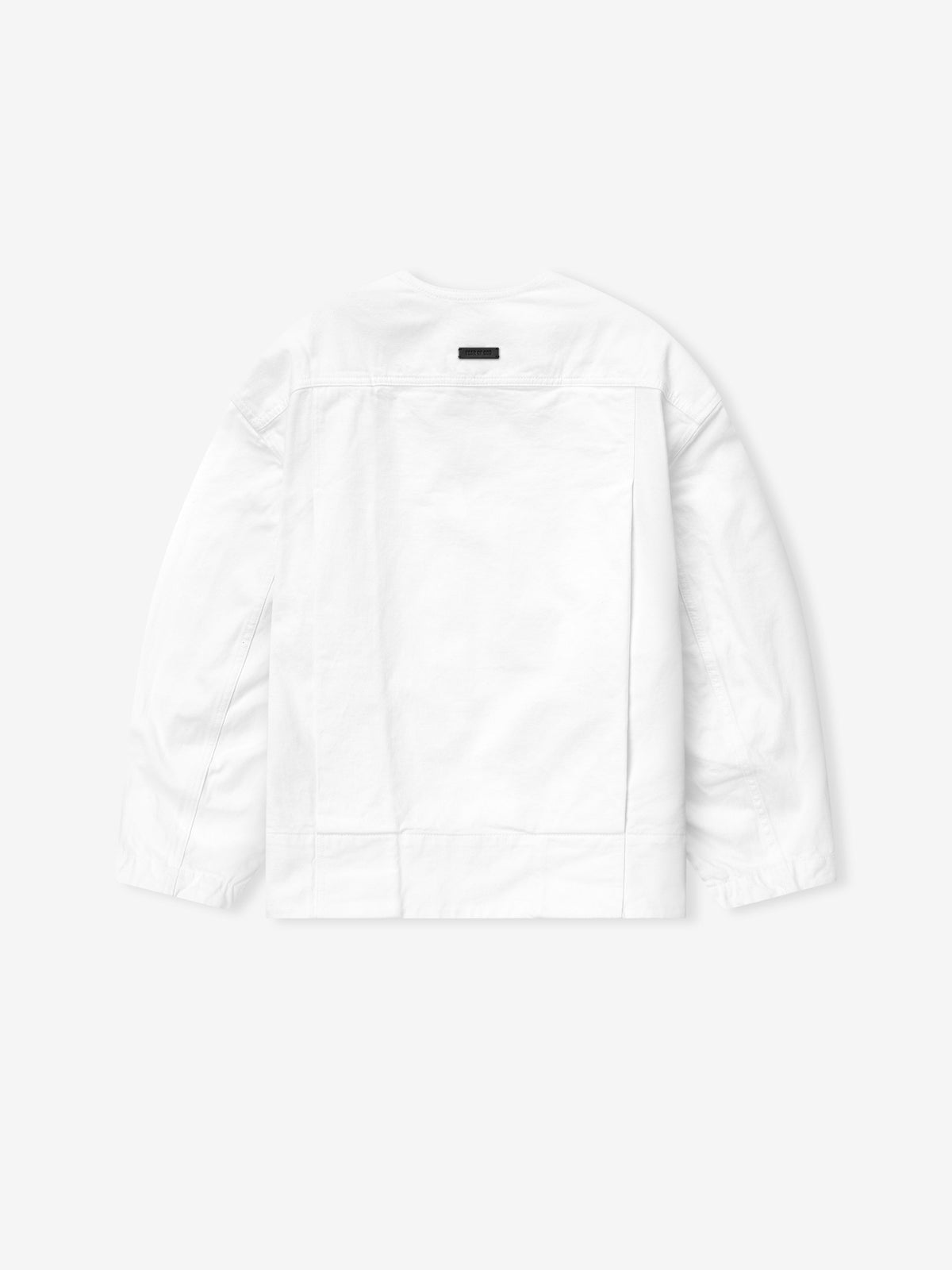 Womens Cotton Twill Relaxed Lapelless Jacket - White - Image 4