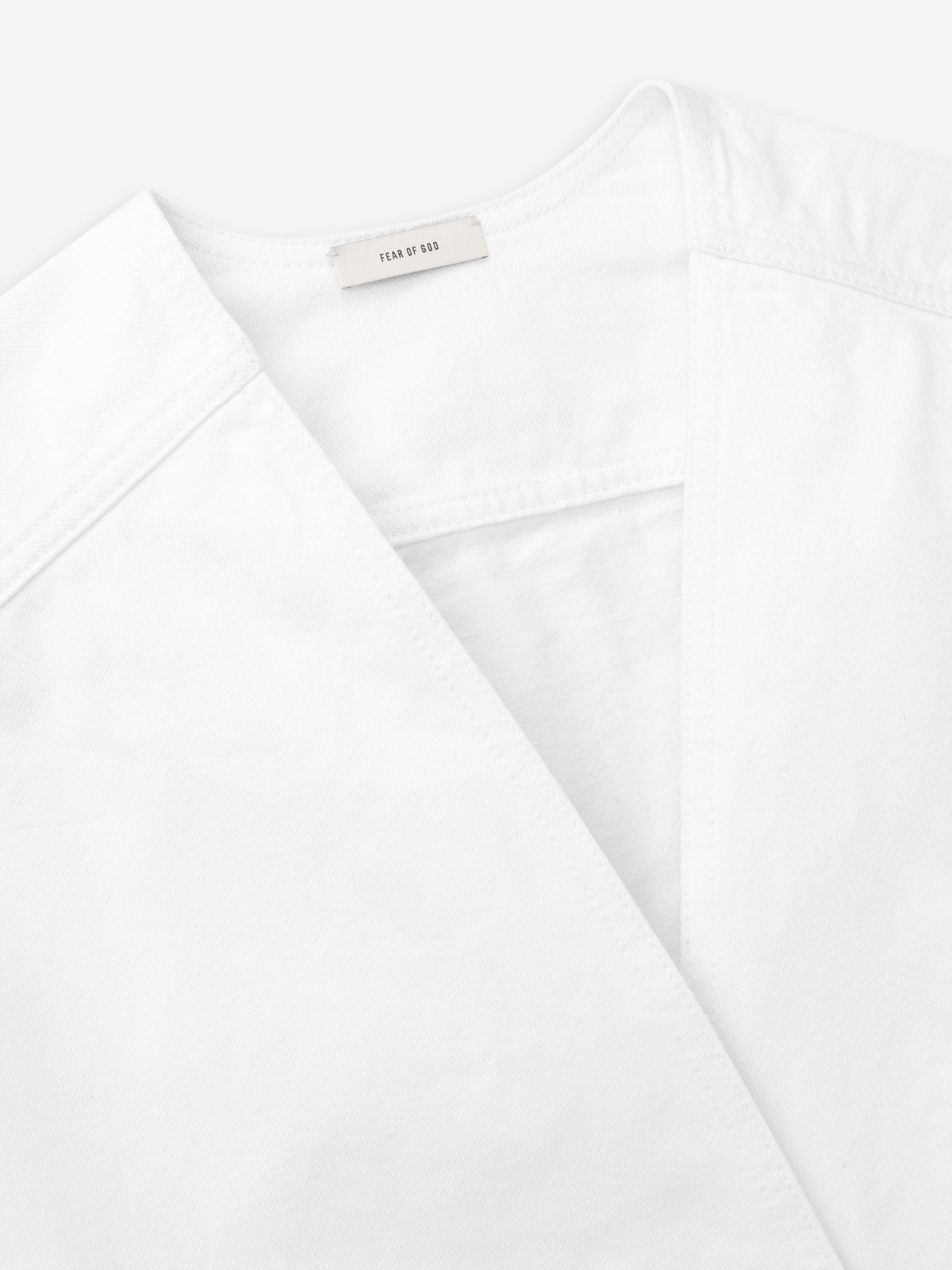 Womens Cotton Twill Relaxed Lapelless Jacket - White - Image 5