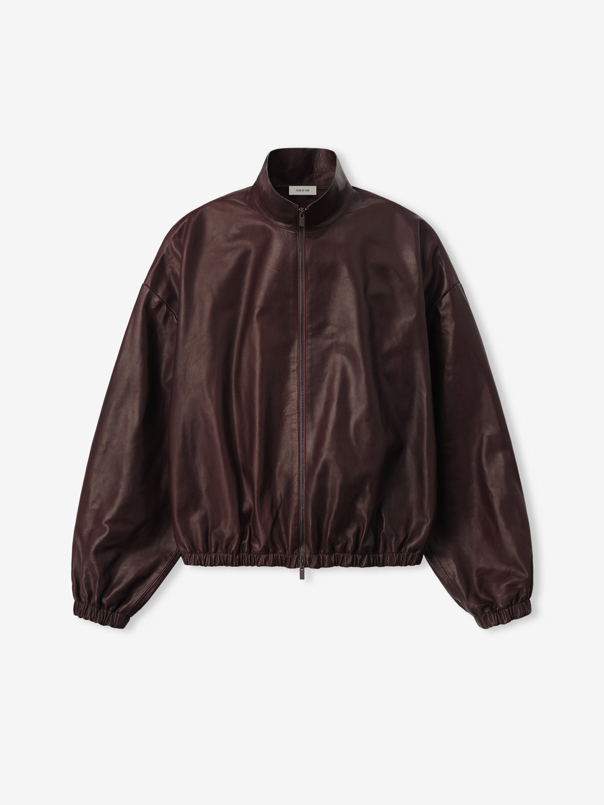 Womens Leather Track Jacket - Maroon - Image 4