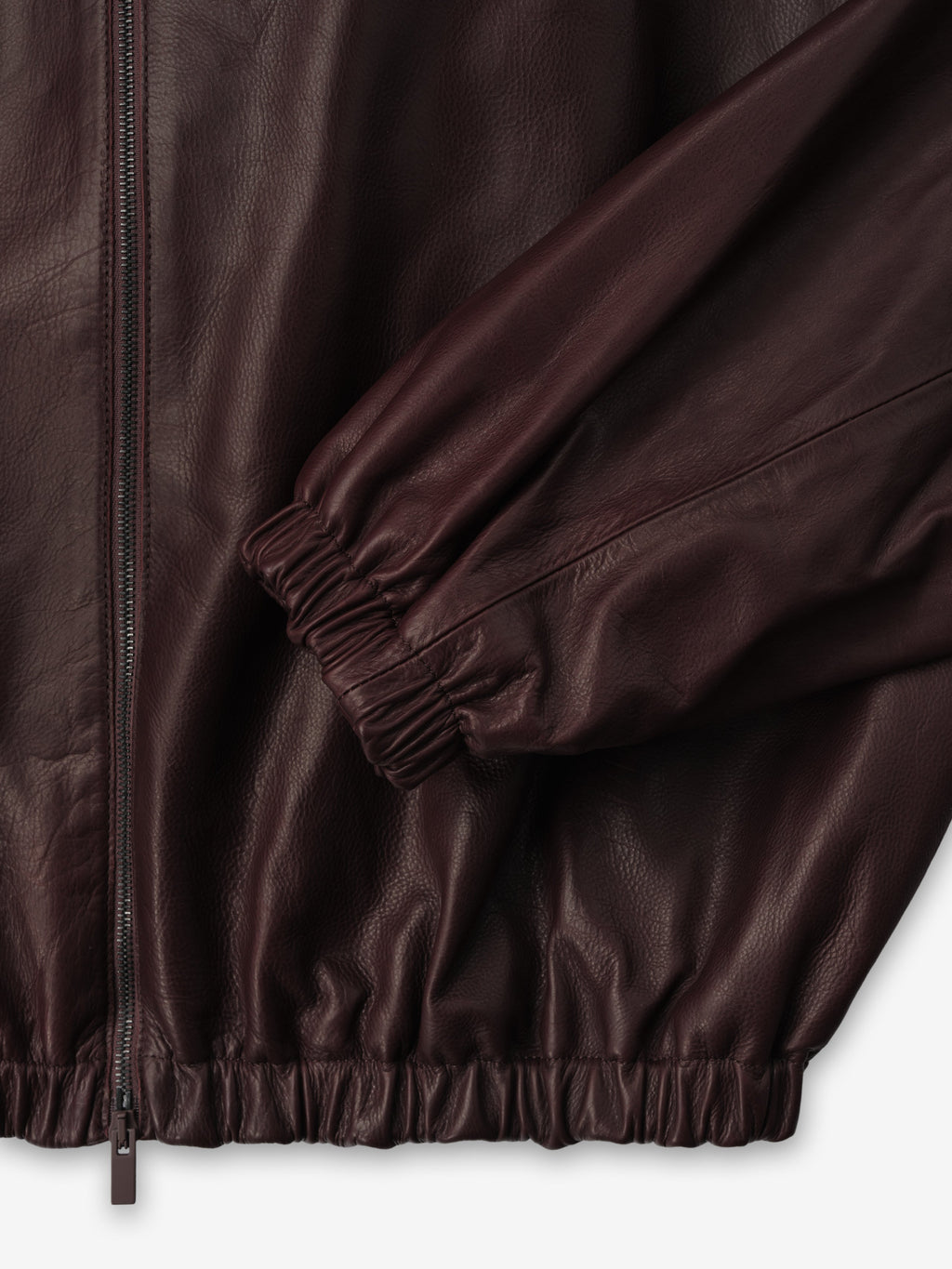 Womens Leather Track Jacket - Maroon - Image 6