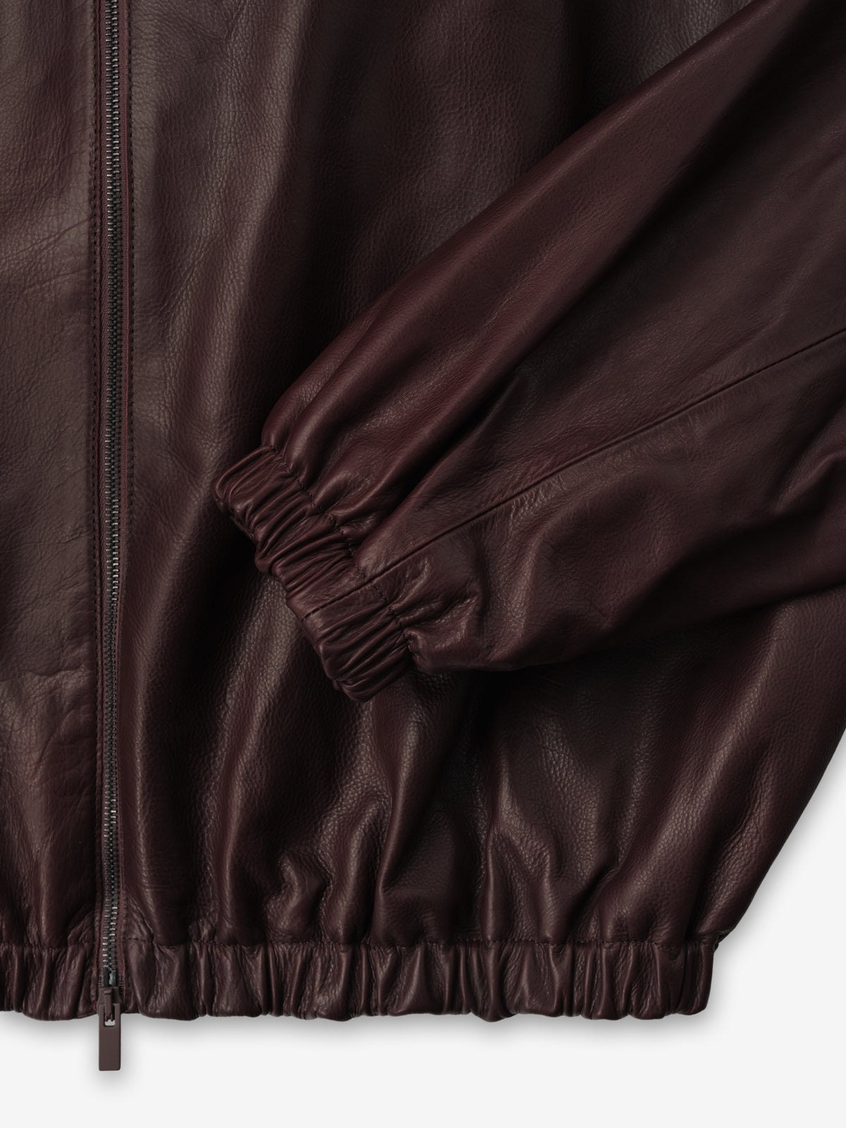 Womens Leather Track Jacket - Maroon - Image 6