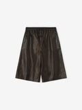 Womens Leather Drawstring Shorts - Dark Brown - Image 2