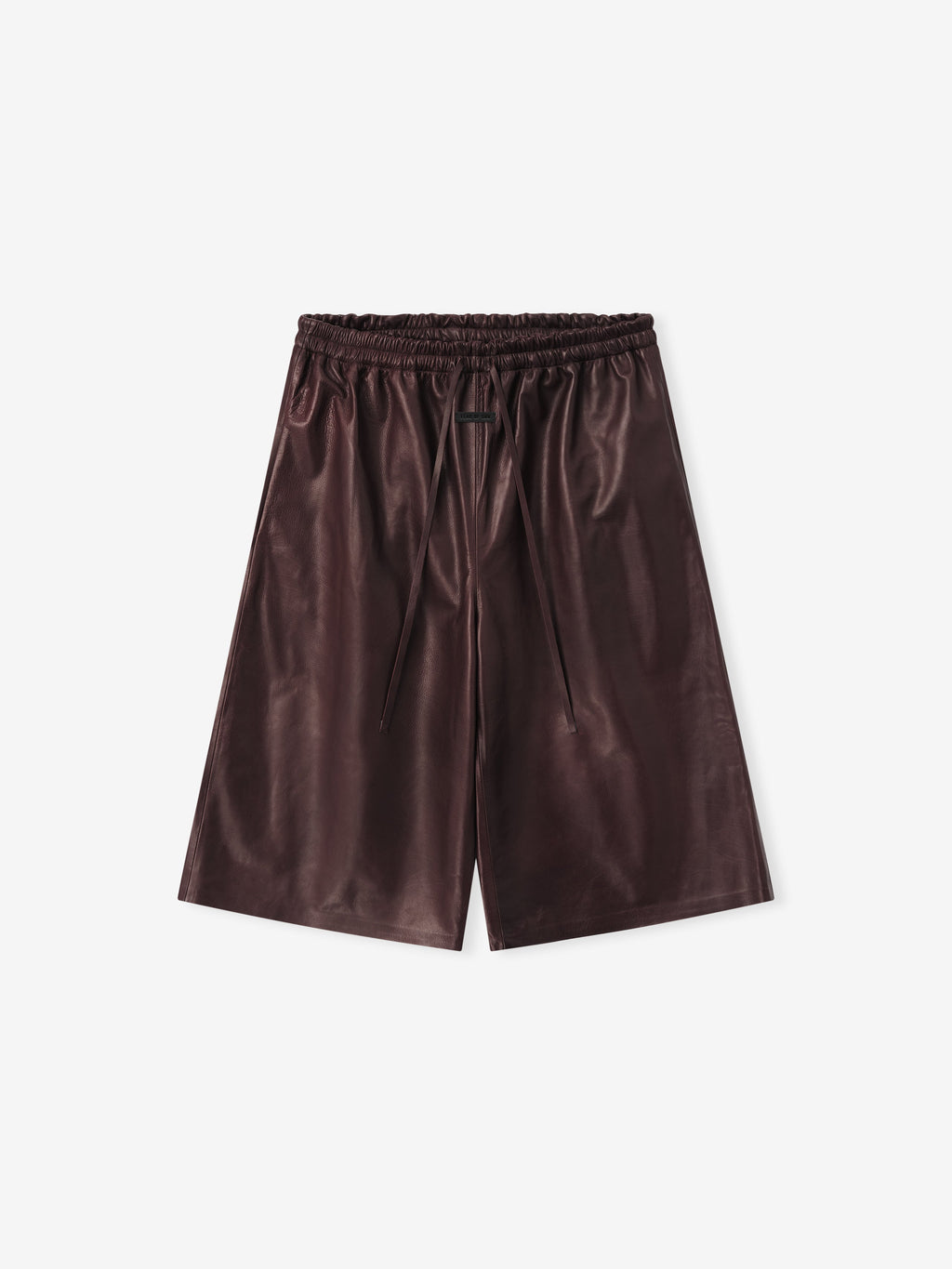 Womens Leather Drawstring Shorts - Maroon - Image 1