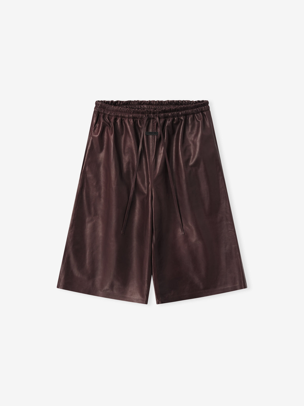 Womens Leather Drawstring Shorts - Maroon - Image 1