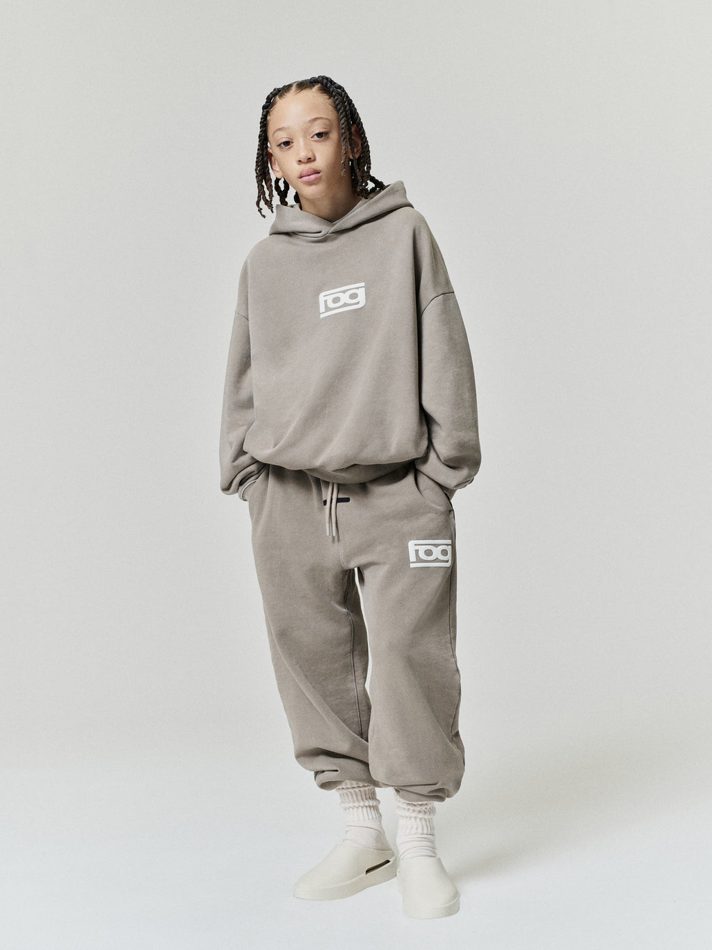 Kids Classic Half Raglan Hoodie - Washed Clay - Image 6