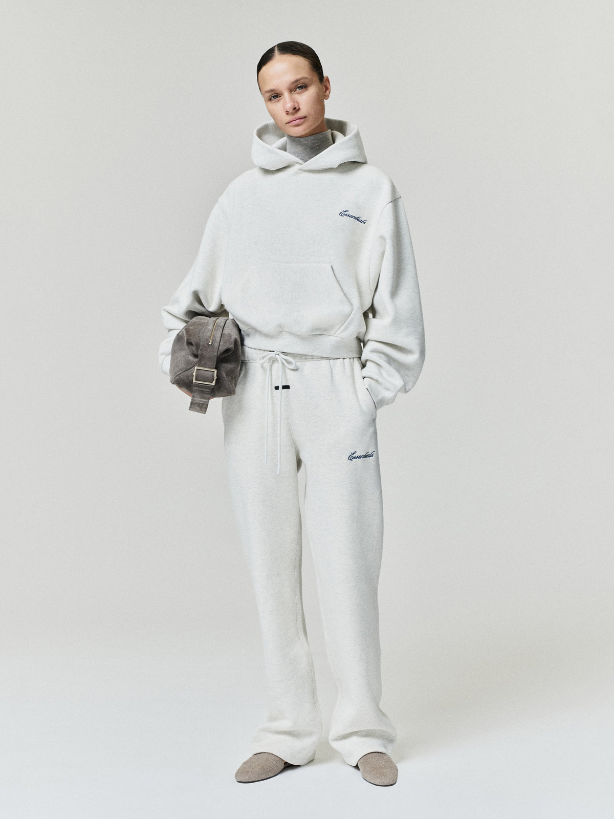 Womens Modern Cropped Hoodie - Marble Heather - Image 1