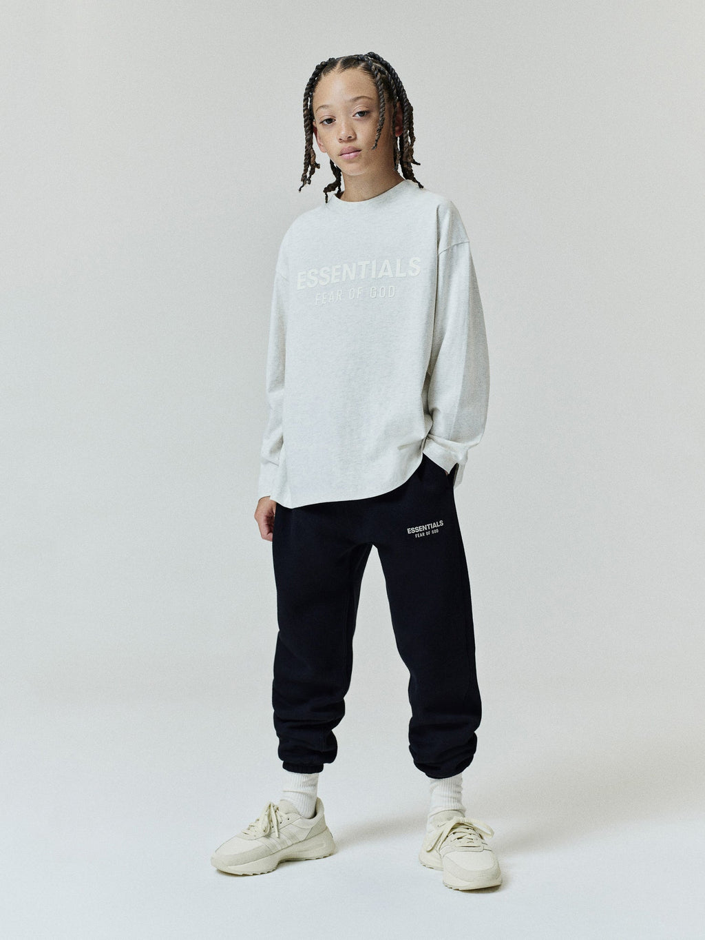 Kids Essentials FW26 Classic Long Sleeve Tee - Oatmeal Heather - Image 5