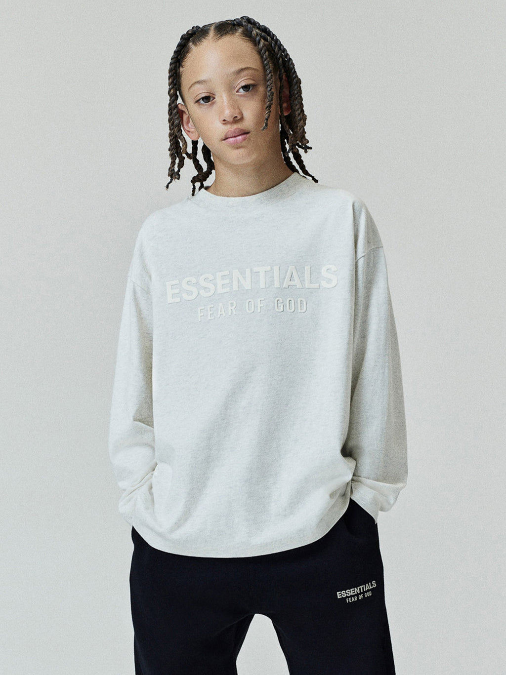 Kids Essentials FW26 Classic Long Sleeve Tee - Oatmeal Heather - Image 1