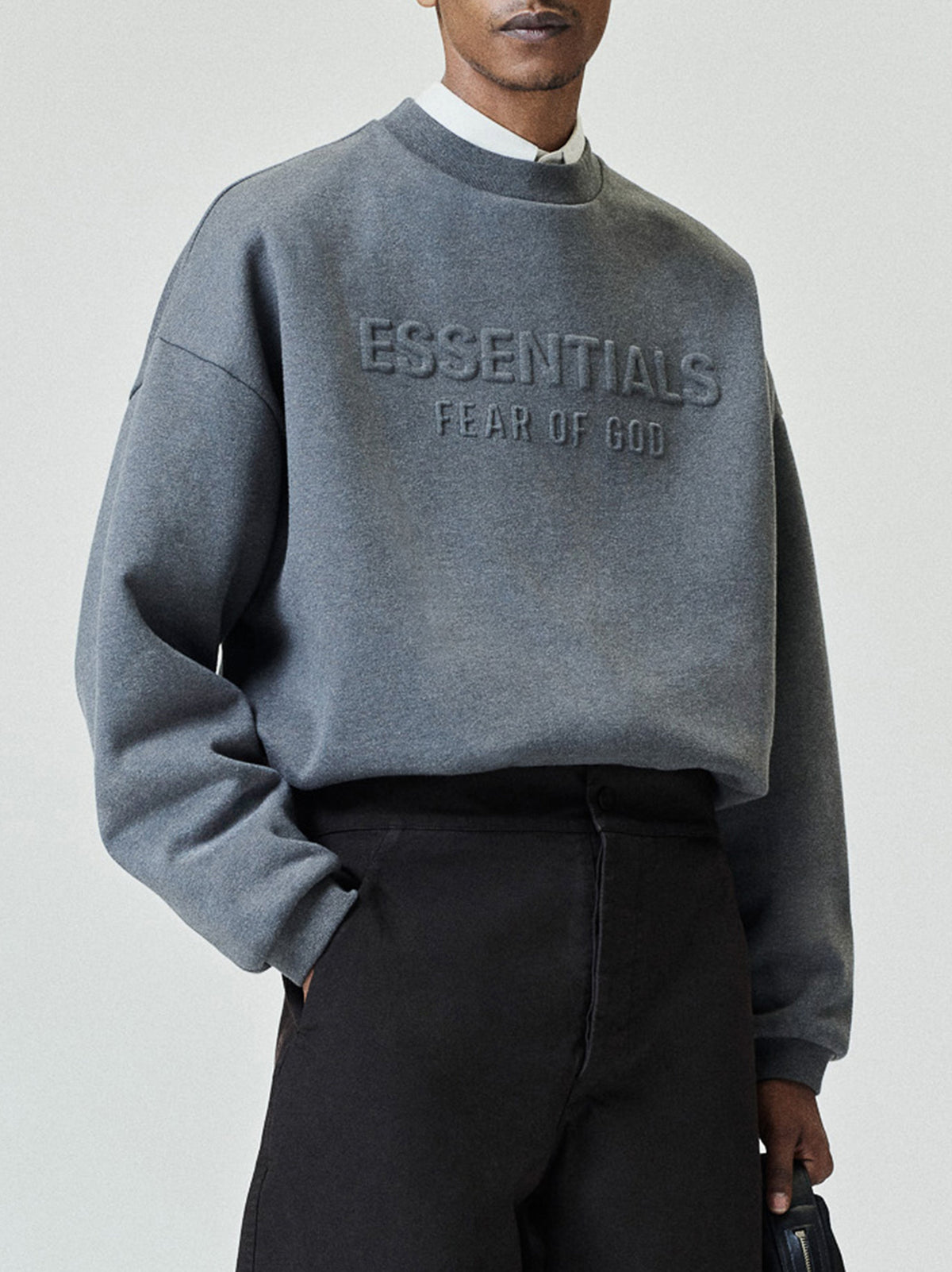 Embossed FW26 90s Relaxed Crewneck - Ash Heather - Image 1