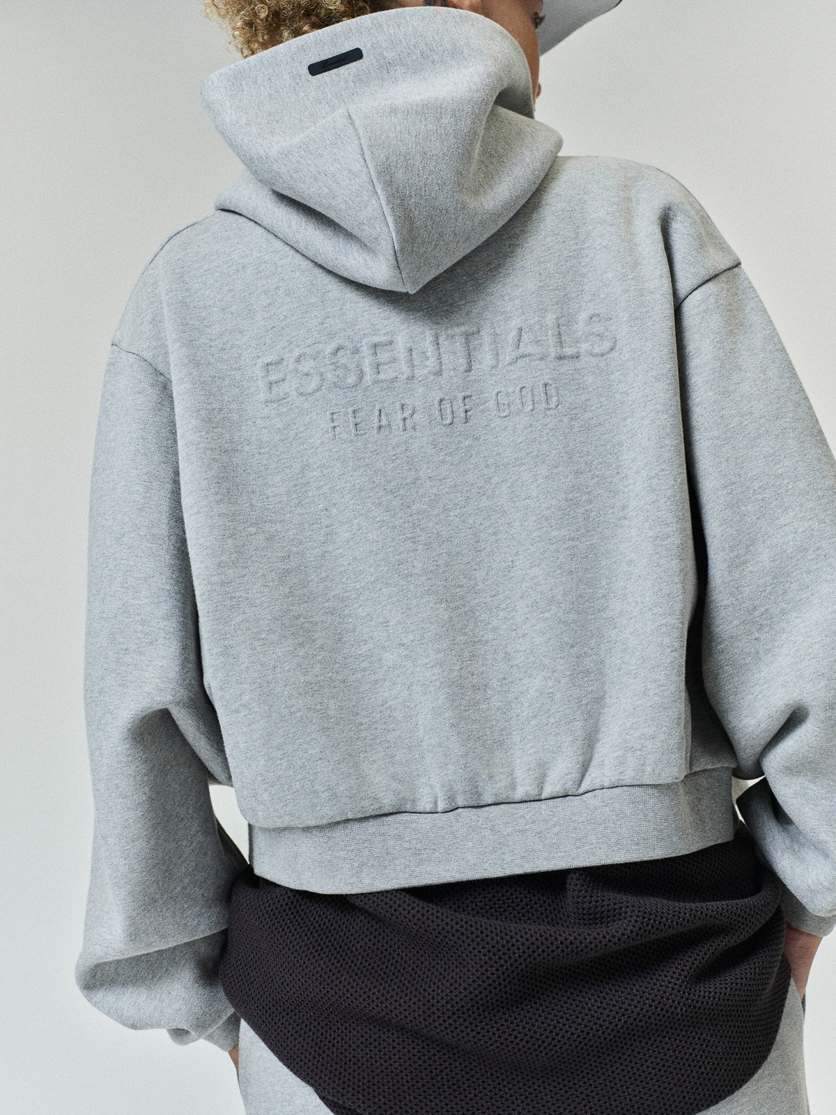 Womens Embossed FW26 Cropped Zip-Up Hoodie - Warm Heather - Image 1