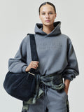 Womens Embossed FW26 Cropped Hoodie - Ash Heather - Image 1