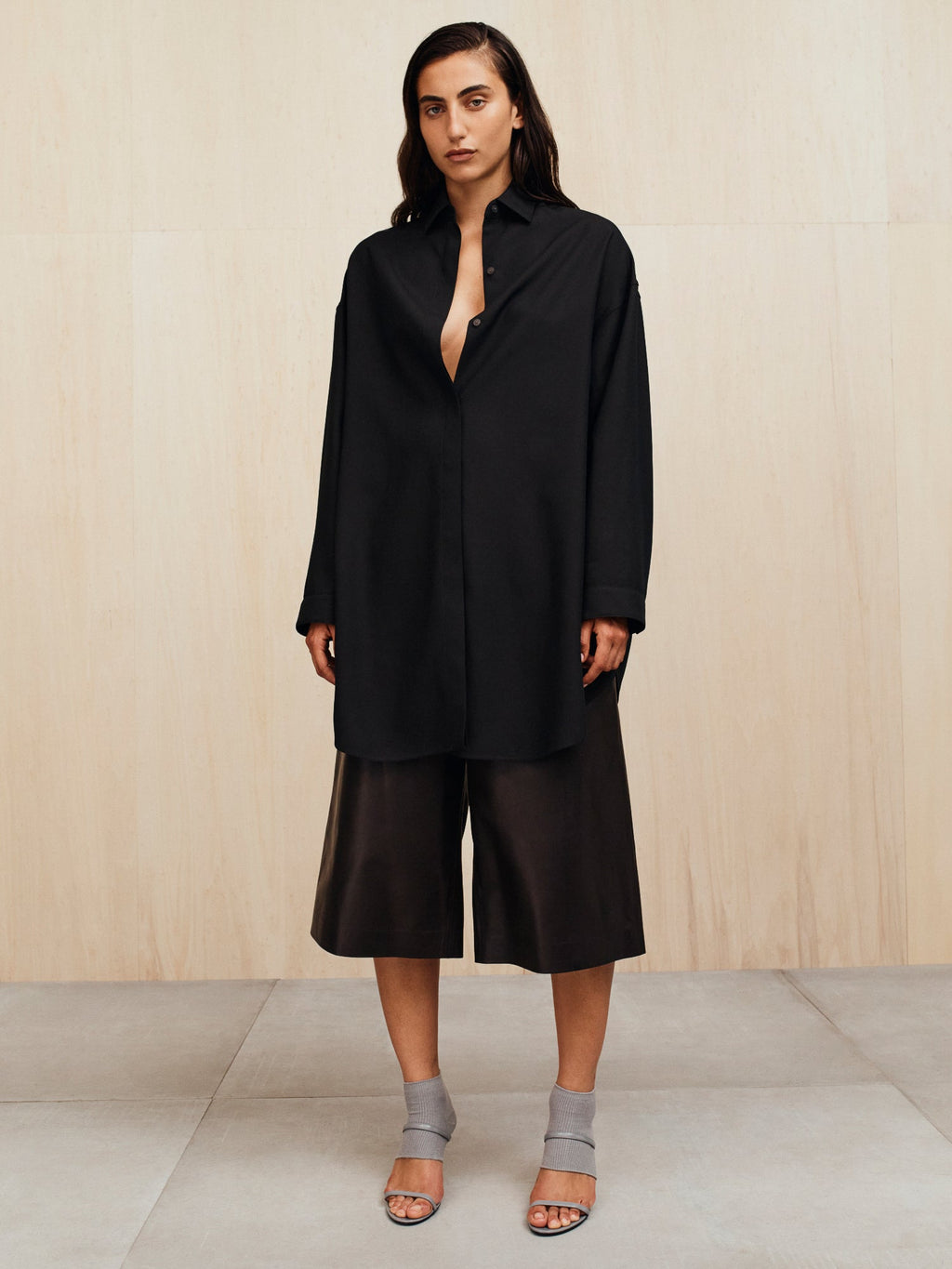Easy Care Wool Classic Shirt - Black - Image 2