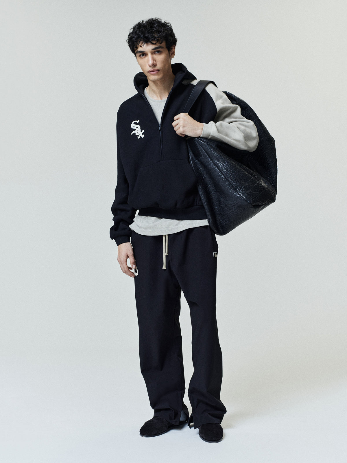 White Sox Raglan Half Zip Sport Hoodie - Black - Image 1