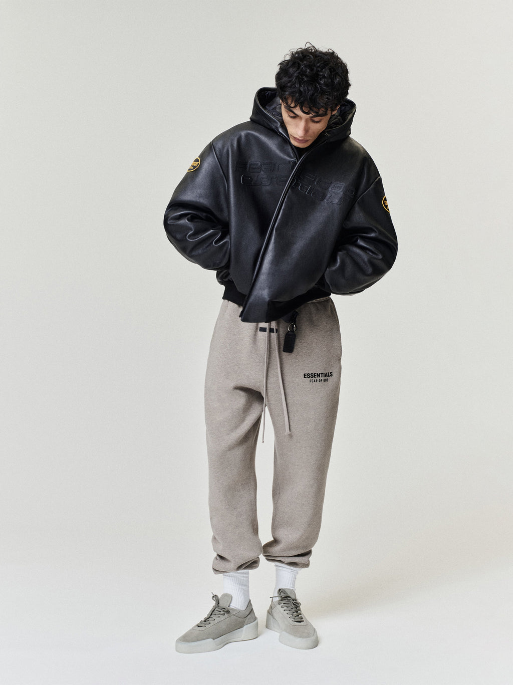 Vanson Essentials Leather Hooded Bomber - Black - Image 5