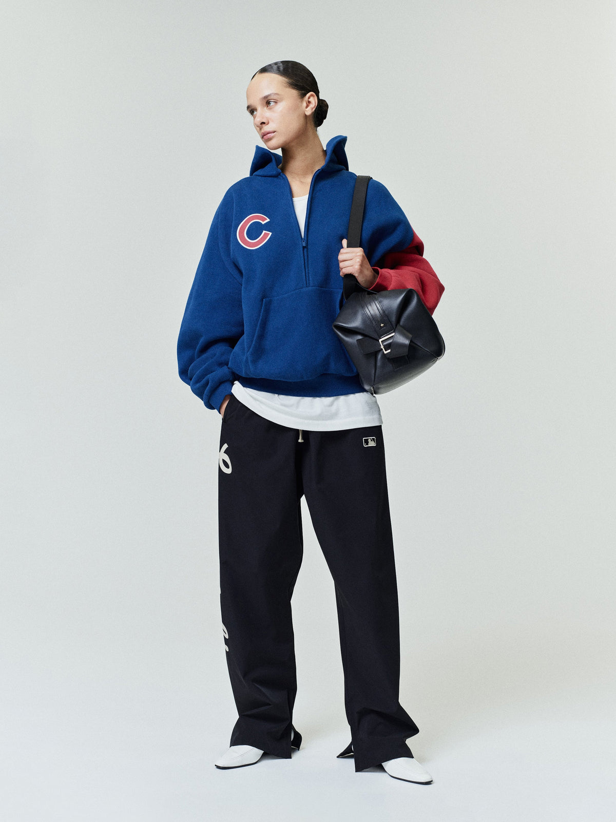 Cubs Raglan Half Zip Sport Hoodie - Estate Blue/ Stone Red - Image 1