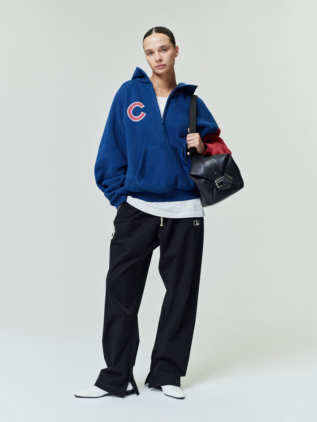 Cubs Raglan Half Zip Sport Hoodie - Estate Blue/ Stone Red - Image 6