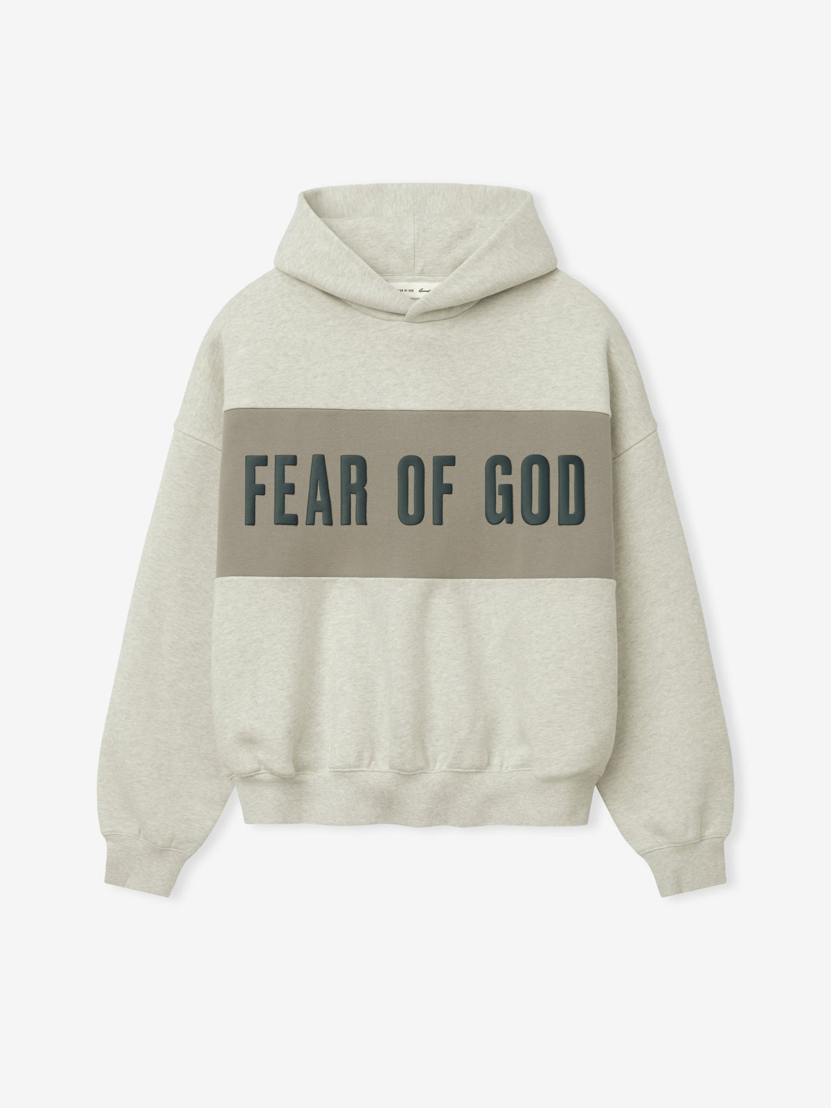 Cropped Relaxed Panelled Hoodie - Vanilla Heather/ Seal - Image 1