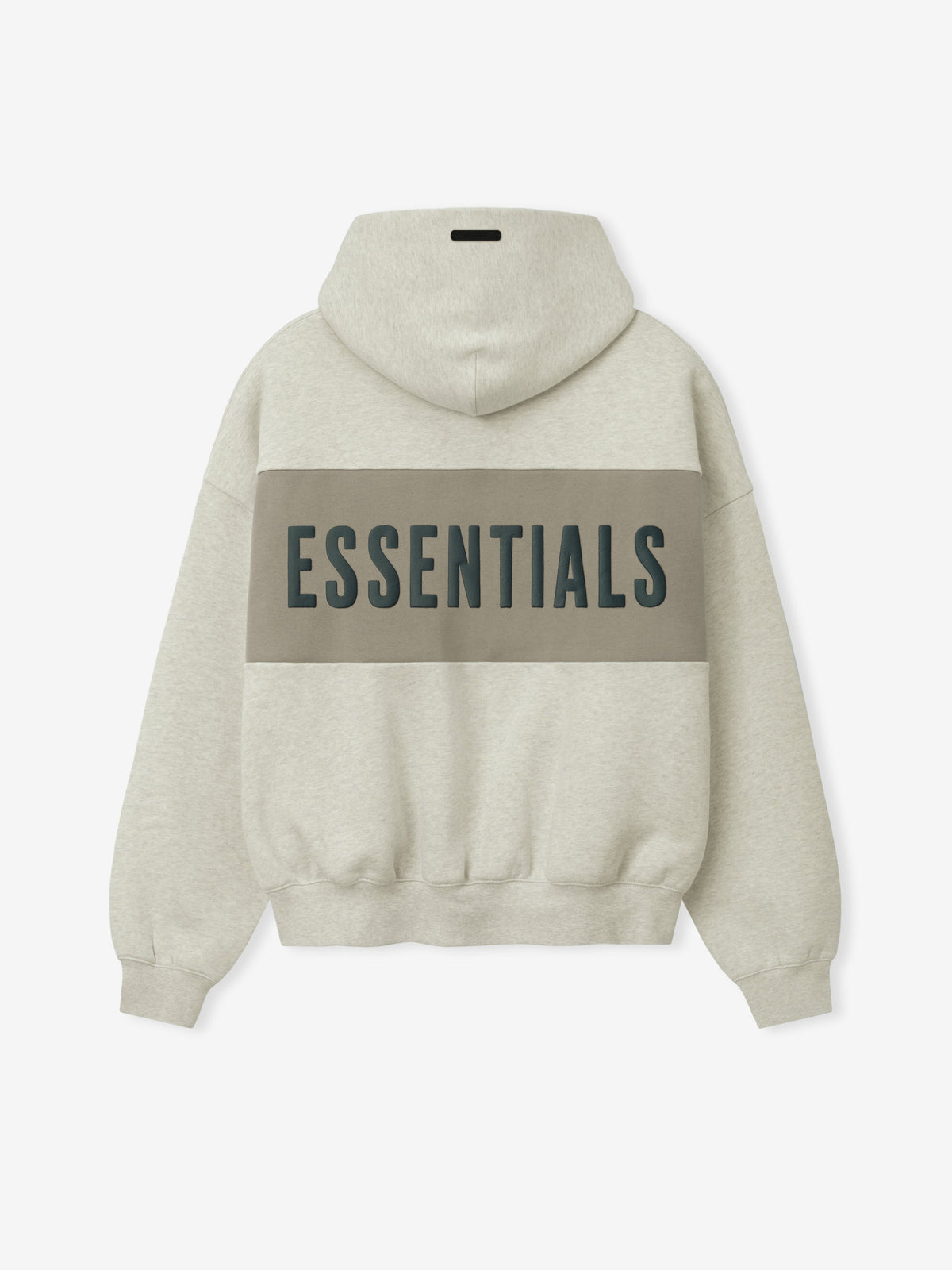 Cropped Relaxed Panelled Hoodie - Vanilla Heather/ Seal - Image 2
