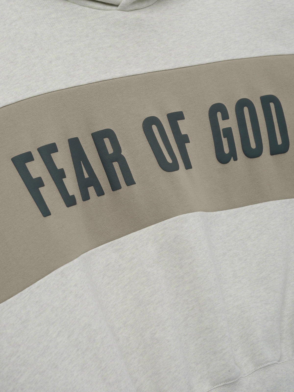 Cropped Relaxed Panelled Hoodie - Vanilla Heather/ Seal - Image 3