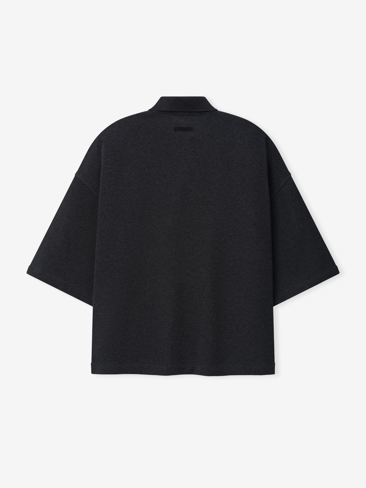 Cropped Panelled Polo - Iron Grey Heather/ Seal Heather - Image 2