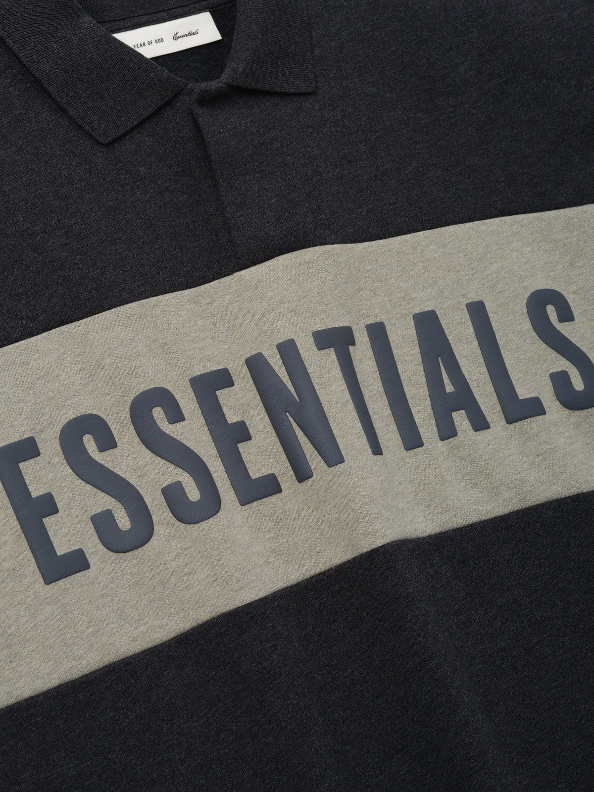Cropped Panelled Polo - Iron Grey Heather/ Seal Heather - Image 3