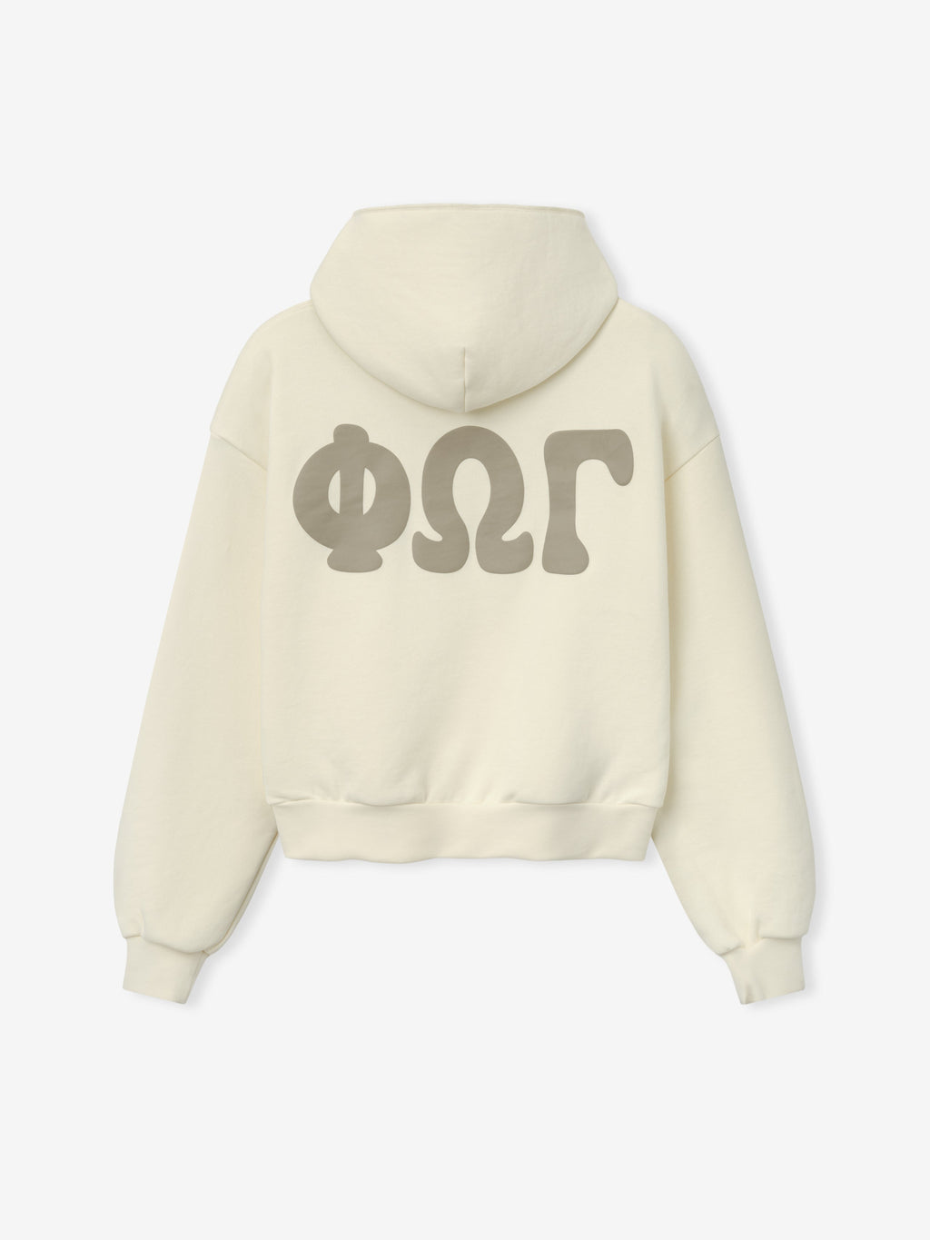 Womens 90s Fleece Hoodie Classic Fit - Washed Ivory - Image 2