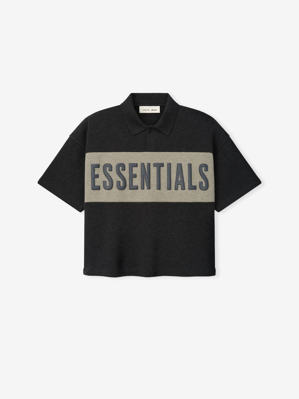 Kids Cropped Polo - Iron Grey Heather/ Seal Heather - Image 1