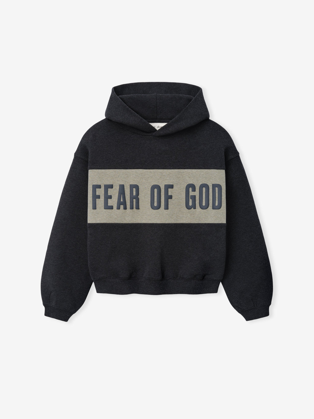 Kids Cropped Relaxed Panelled Hoodie - Iron Grey Heather/ Seal Heather - Image 1